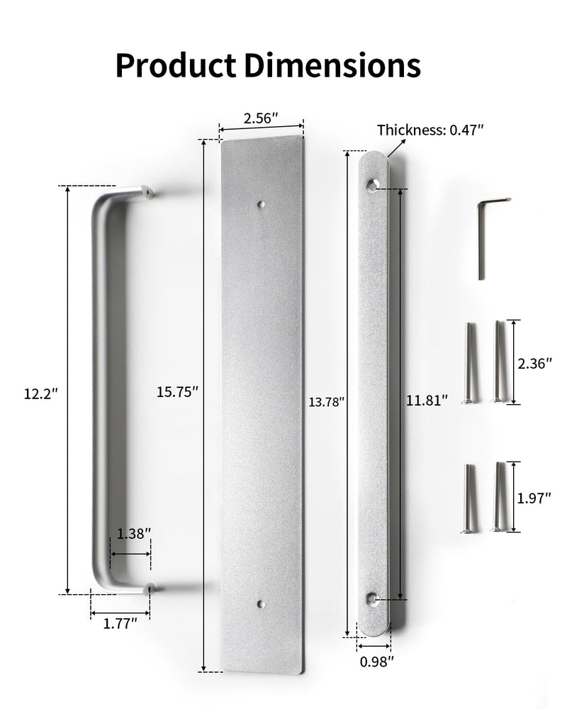 BaiNong 15.7" Heavy Duty Sliding Barn Door Handle Silver Gate Handles | Fits Wooden, Glass, Sliding, Pocket Doors, Fences, Garages, Barns, Sheds for Indoor, Outdoor Use 15.7 Inch 1