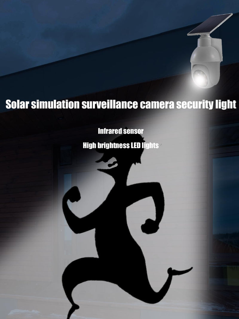 High brightness solar powered analog surveillance sensor light 2 Pack, flashing red light can simulate fake CCTV camera, enhance home security, suitable for porch backyard and parking lot lighting