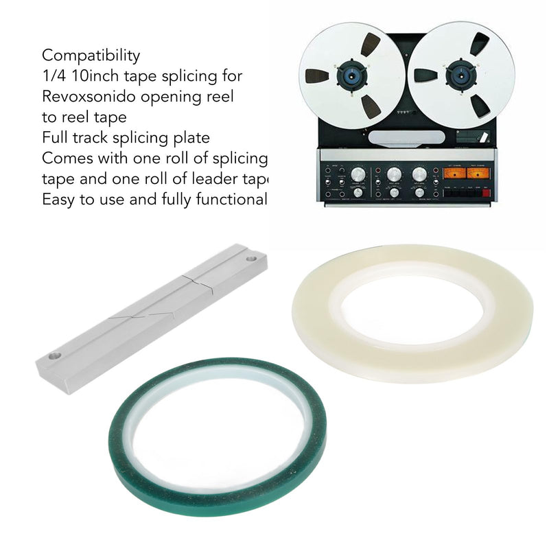 Zopsc 1/4 10inch Tape Splicing Set with Splicing Tape and Leader Tape, Reel to Reel 1/4 10inch Professional Tape Splicing Block.