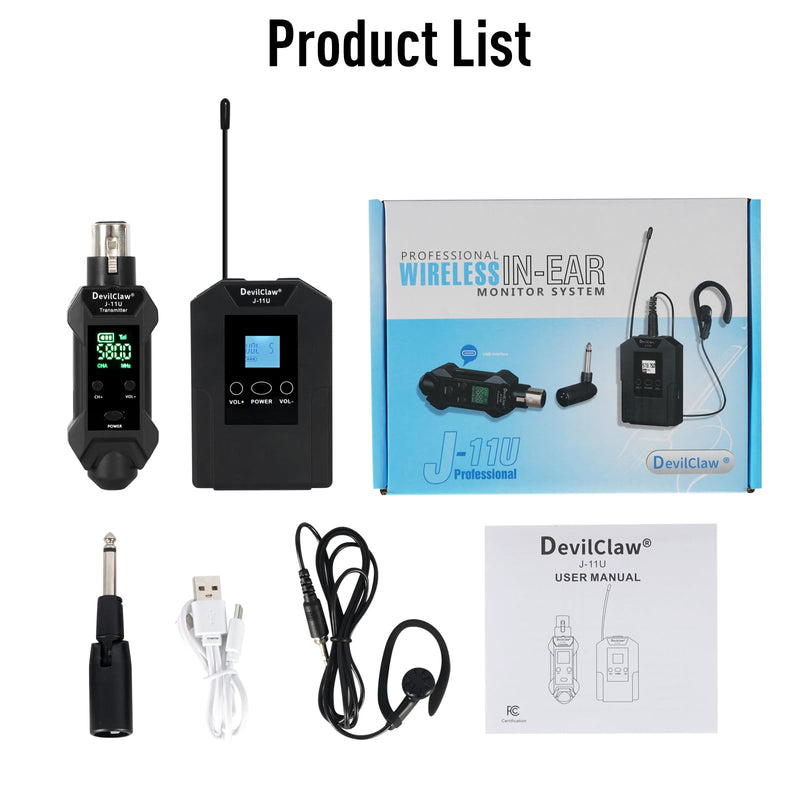 Wireless in Ear Monitor System with Transmitter Clip on Receiver Automatic Pairing in-Ear Monitoring for Studio,Guitar,DJ,Live Performance