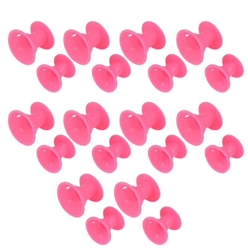 KIMISS 20Pcs Silicone Hair Rollers Set for Heatless Curls - Mushroom Shaped Hair Curlers for Women - Comfortable, Portable, and Easy to Use Care Tools in Rose Red