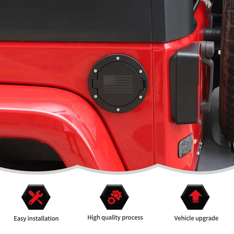 RT-TCZ Fuel Filler Door Gas Tank Cap Cover Accessories for 2007-2017 Jeep Wrangler JK & Unlimited Sport Rubicon Sahara (US Flag) US Flag