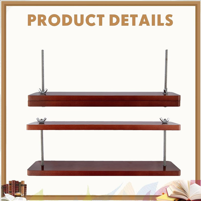 BENECREAT Book Press Bookbinding, Wooden Book Press Tool Portable Binding Press Machine with Iron Nut, Screw Rod for Home, School, Office Bookbinding Supplies, 13x2.75"