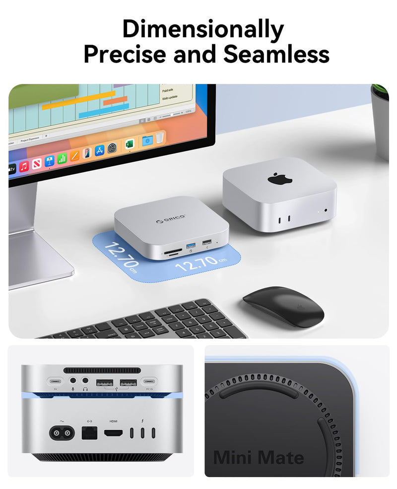 ORICO MiniMate SE Mac mini M4 512GB Storage & Docking Station, External SATA SSD (Non-Removable) 5Gbps(480MB/s), USB A*4, USB-C, SD/TF 3.0, 3.5mm Audio, Includes 2 Cables – M4SE