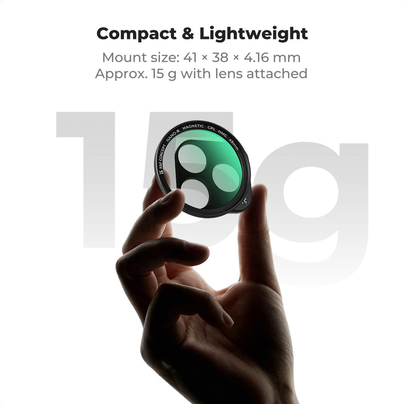 K&F CONCEPT Magnetic CPL Filter Set Compatible with iPhone 17 Pro & Pro Max | 49mm Phone Lens Filter Kit with Direct-Fit Camera Base, Case Compatible Circular Polariser for iPhone, FA302