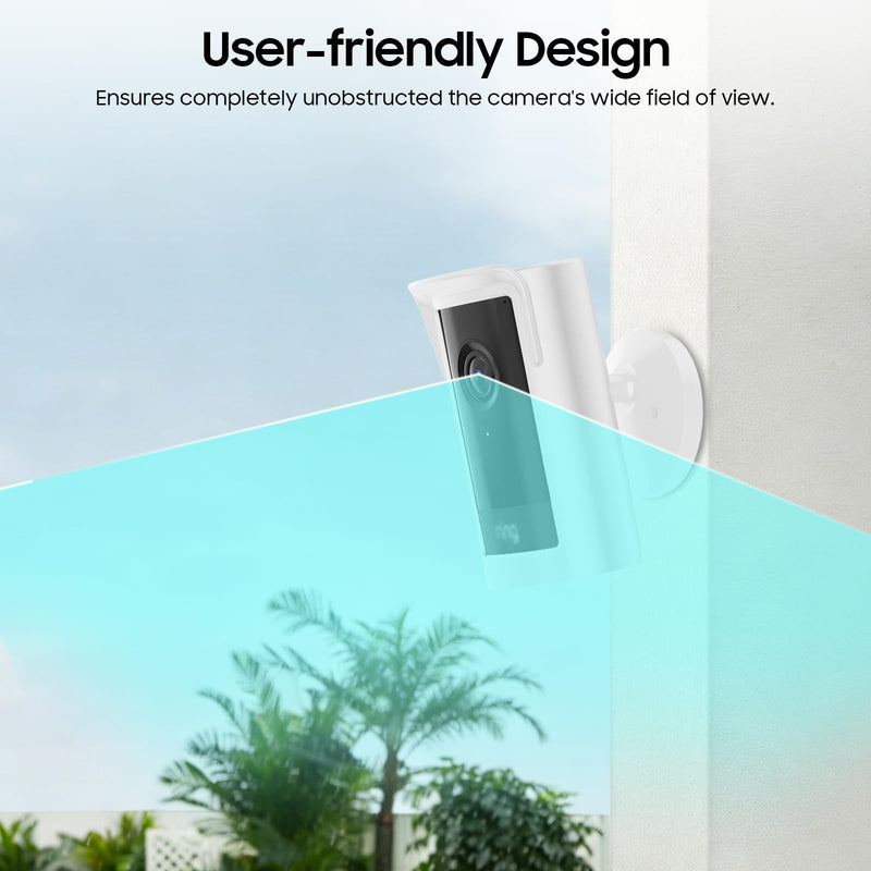 Fintie Silicone Weatherproof Case for Ring Outdoor Cam 4K Pro 2025, White | Weather Resistant Soft Protective Cover, Dustproof Camera Skin, Hat Brim Design, Easy Slip-On Installation