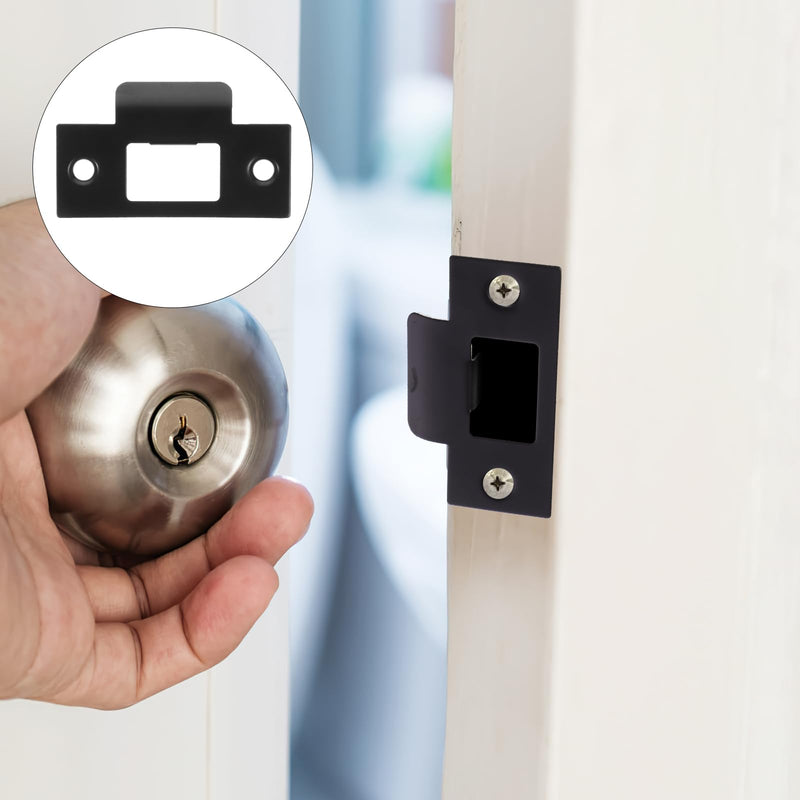 Homoyoyo 4pcs Cam Block Door Locks, Stainless Steel Guide Piece Black Door Lock Door Strike Plate Door Strike Plate Reinforce Security on Your Doors (Pack of 2) 7x7cm (Pack of 2)