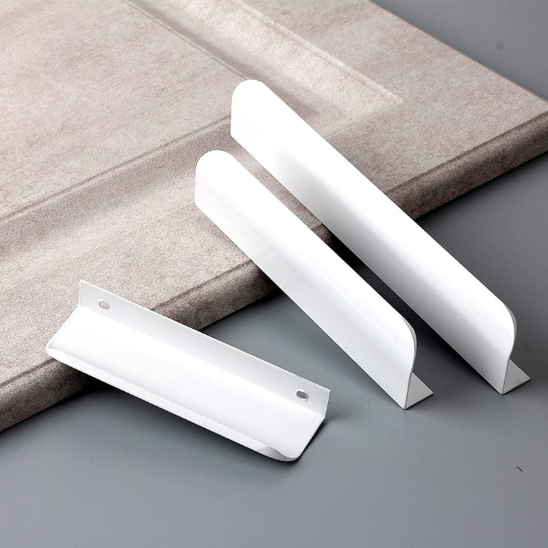 6 Pack Finger Edge Pull Furniture Drawer Handles Bright White Hidden Cabinet Kitchen Drawer Pull Handles Length:300mm/11.8" Arc angle