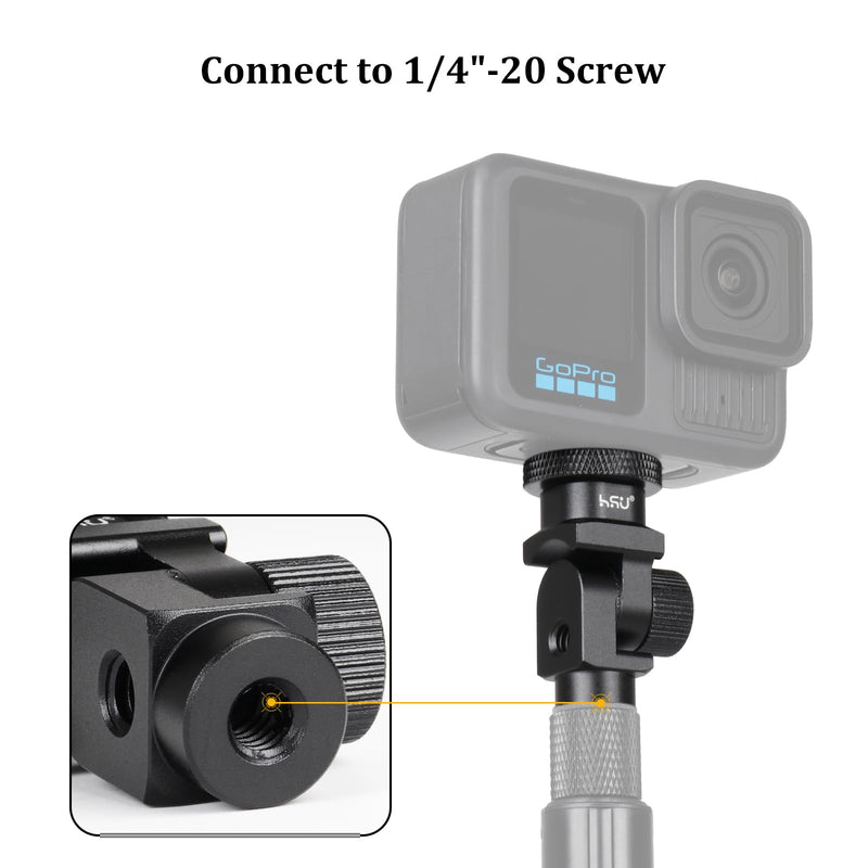 HSU Vertical Mount Adapter, Aluminum 1/4”-20 Screw Hole 180° Rotation Camera Tripod Mount for Insta360 X5/X4/X3/X2/X/RS/R/GoPro/DJI Osmo Action 5/4/3 Camera and Other Action Cameras
