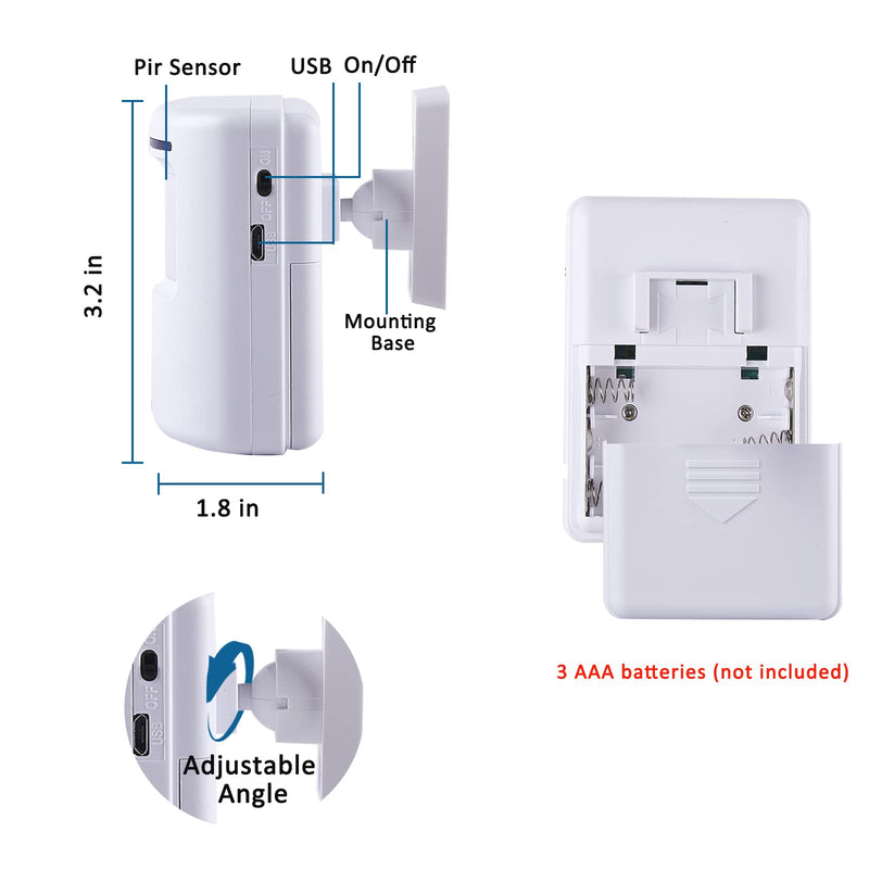 Motion Sensor Alarm, Long Range Wireless Driveway Alarm, Indoor Home Security System Electric Doorbells, 2 Motion Detector and 1 Alarm, 38 Chime Tunes, LED Indicator 1 alarm + 2 detector