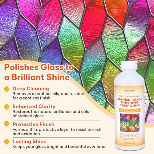 Stained Glass Polish Finishing Compound, Professional Polish & Cleaner for Stained Glass, Restores Brilliant Shine Protects Finish, Removes Oxidation Tarnish Oil Film for Artists & Hobbyists