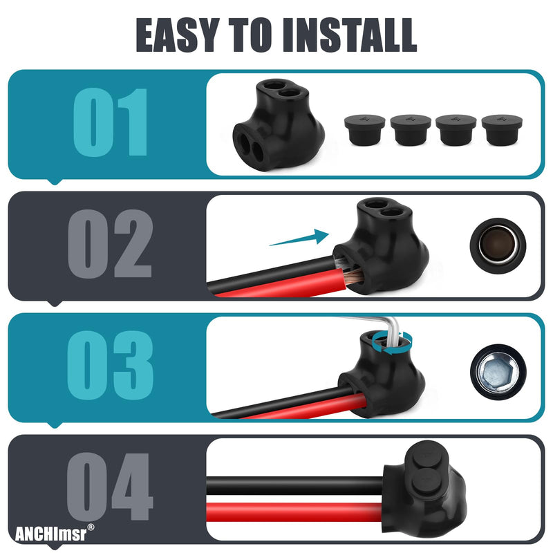 2-Port Insulated Multi-Tap Connector 4-14 AWG Aluminum-to-Copper Single-Side Entry Aluminum Wire Connectors 5/32" Slotted Allen Hex (5 Pack) 5PCS 2 port 4-14 AWG