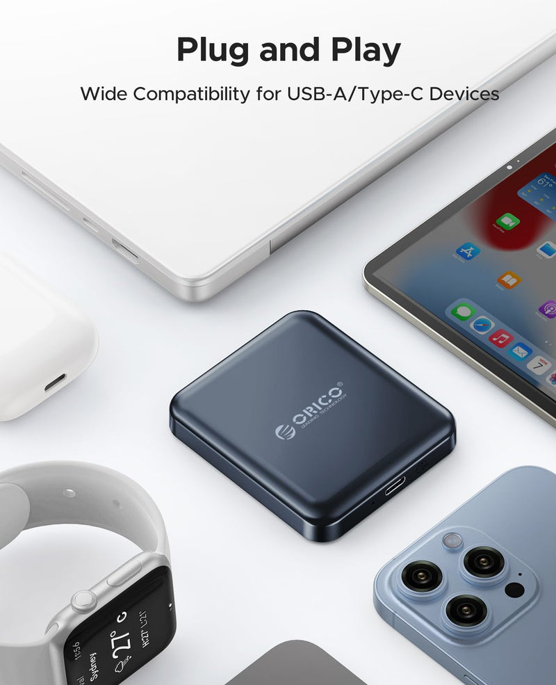 ORICO 512 GB Magnetic External SSD, 4K ProRes HDR Record and Store, USB3.1 Gen2(1000MB/s), USB3.2 Gen2*2(2000MB/s), Portable Solid State Drive, Compatible with USB-C Smartphone, Computer - A20PLUS
