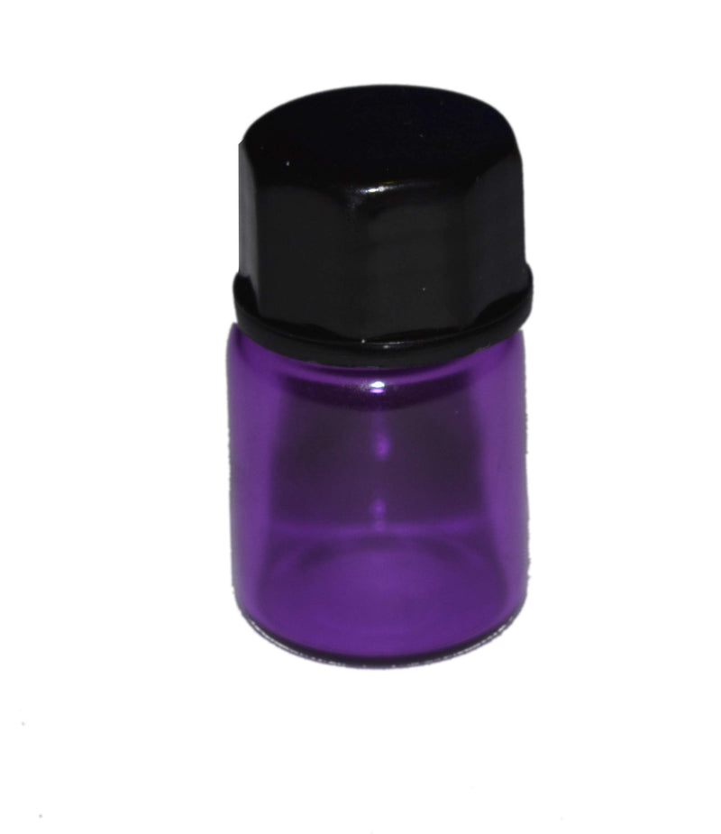 100pcs 2ml (5/8 dram) Purple Mini Glass Bottle 2cc Purple Sample Vial Small Essential Oil Bottle Travel Must + one 7 Chakra Bracelet with Lava Beads for essential oil diffusing