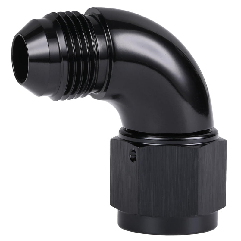 90 Degree 10AN Male to 10AN Female Swivel Full Flow Fitting Adapter Coupler Aluminum Black Black - 90 Degree