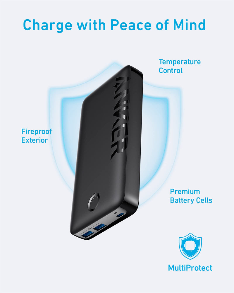 Anker Power Bank, 20,000mAh Portable Charger with USB-C Fast Charging, Works for iPhone 15/15 Plus/15 Pro/15 Pro Max, iPhone 14/13/12 Series, Samsung, iPad Pro, AirPods, Apple Watch, and More black