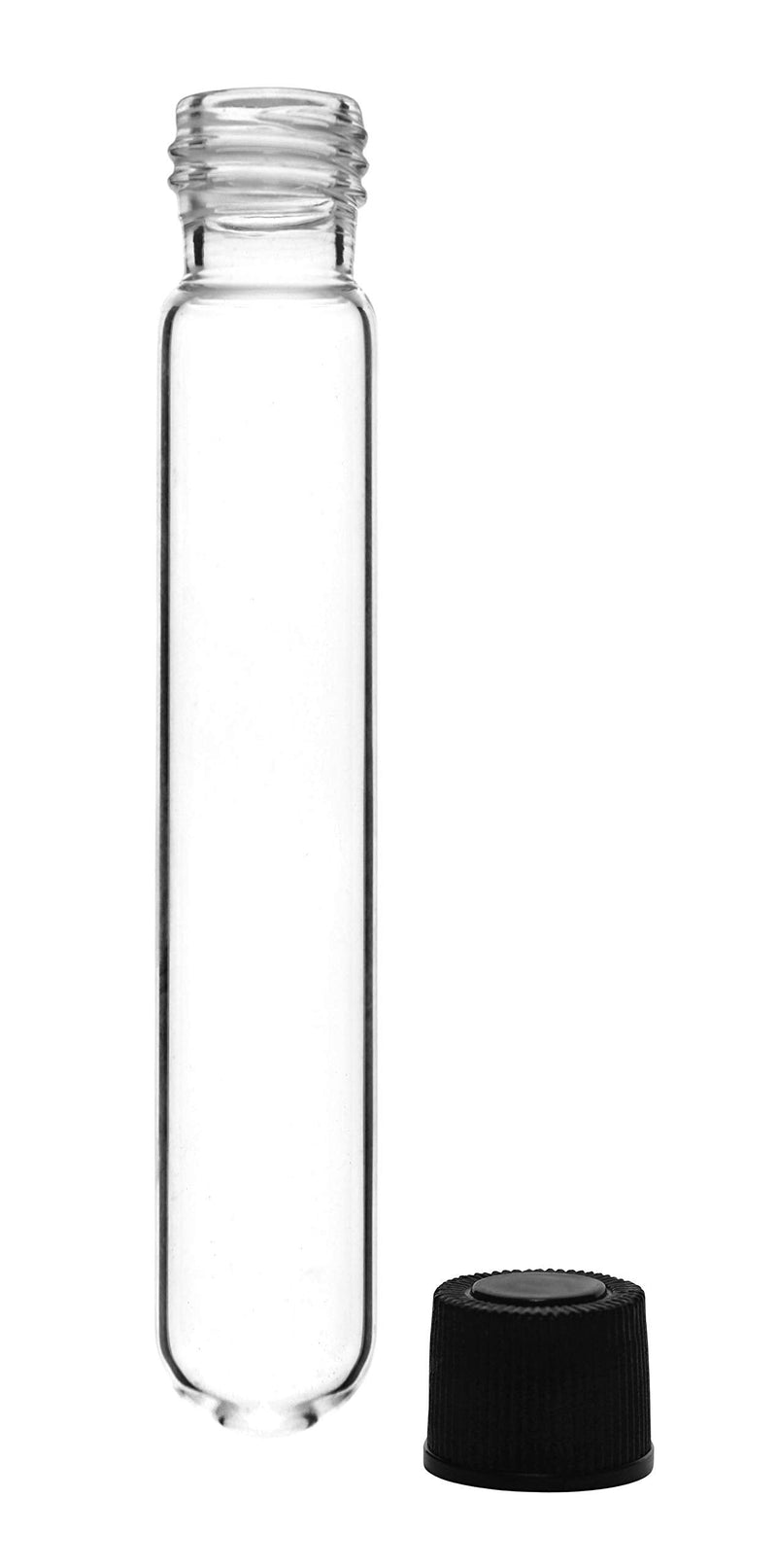 EISCO 24PK Test Tubes, 10ml - Bakelite Screw Cap with Rubber Liner - Borosilicate 3.3 Glass - 3.9" x 0.6" - Round Bottom - Leak Proof 24