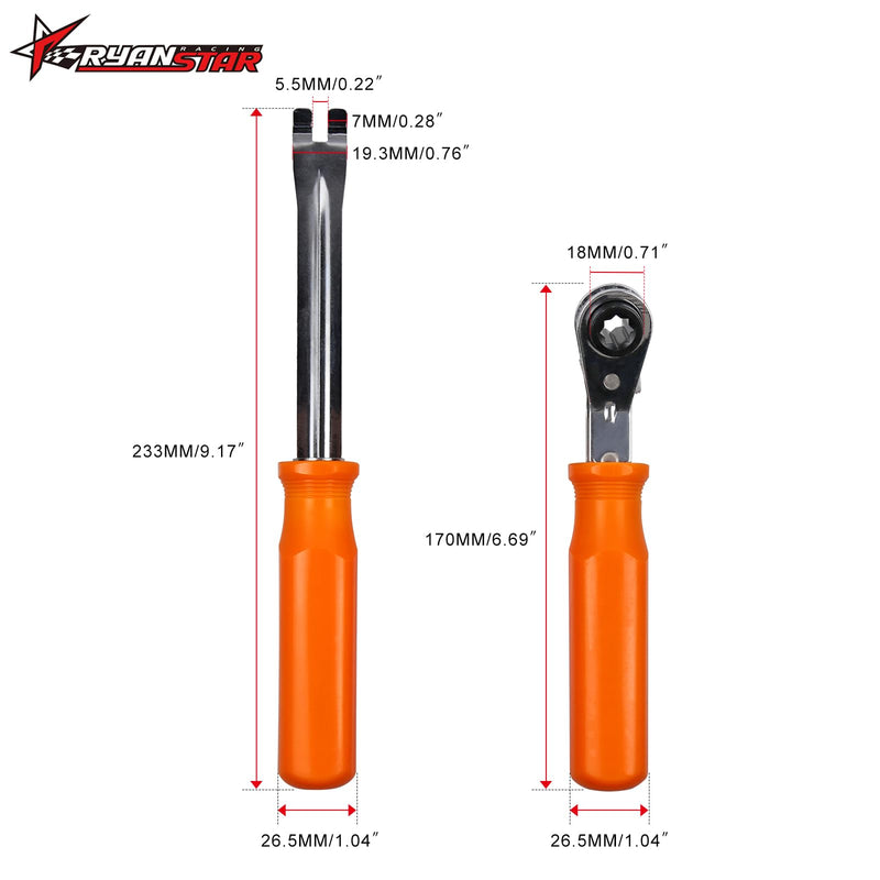 RYANSTAR RACING 2-Piece Automatic Slack Adjuster Release Tool Set for Air Brake System Adjustment - Includes Fork End Release Tool and Double Square Ratcheting Wrench Slack adjuster tools