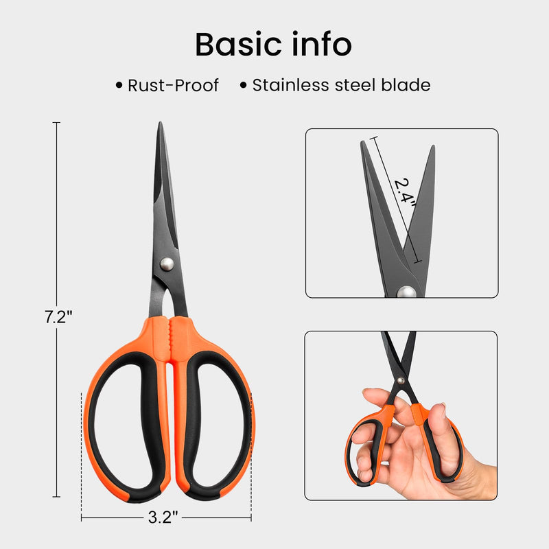 GROWNEER 6 Packs Trimming Scissors Teflon Coated Non Stick Blades Pruning Shears Gardening Hand Pruning Snips with Straight Stainless Steel Precision Blade 6.0