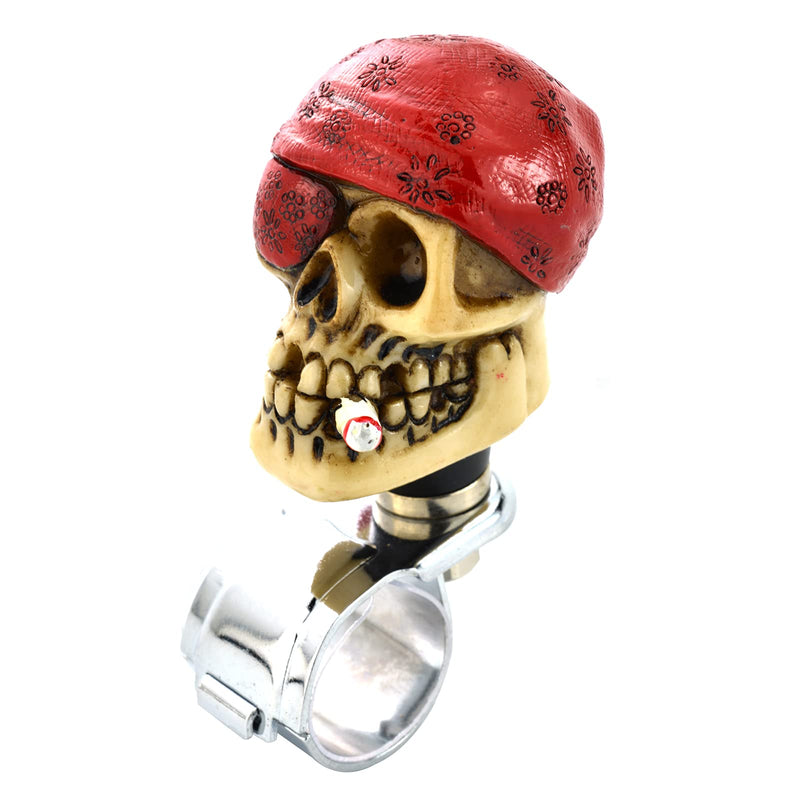 Lunsom Steer Control Turning Knob, Skull Steering Wheel Spinner Aid Helper Knob Driving Assist Grip Knob Power Handle Spinner Fit Vehicle (red) red