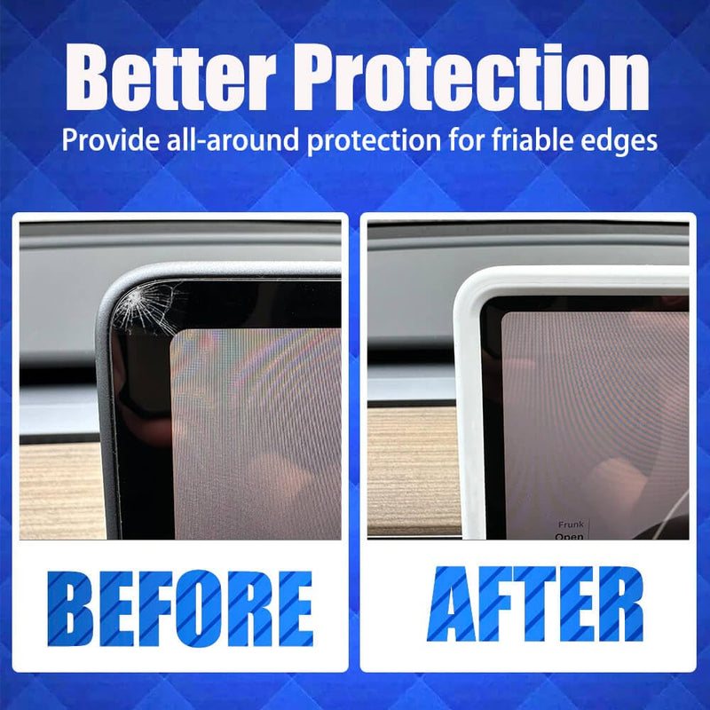 2Pcs Silicone Protector Frames of Screen and Rear View Mirror for Tesla Model 3 2017-2023 and Model Y 2019-Feb.2025. (White) White