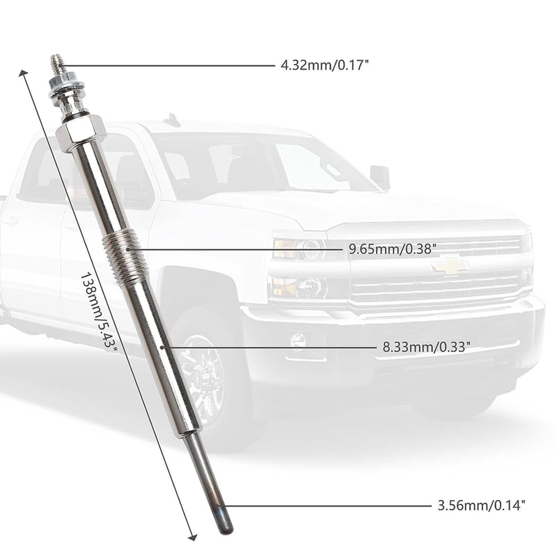 PCYMYN 12639701 9G Diesel Glow Plug 8 Set Compatible with glow plugs 6.6 duramax Chevy GMC LBZ LGH LLY LML LMM, 2006-2016 Silverado, Savana, Sierra