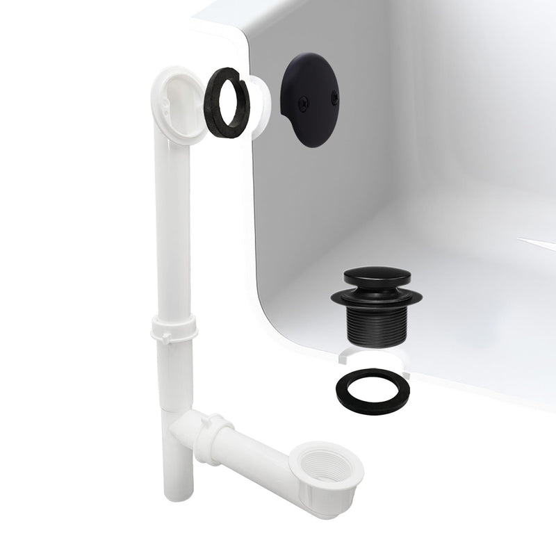 Westbrass 593244-62 White 1-1/2" Tubular Tip Toe Bath Waste Drain Kit, Matte Black, 1 Pack 1-Pack