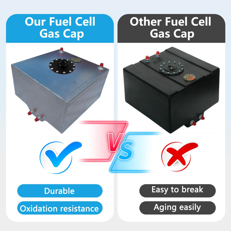 Billet Aluminum Easy Fill Fuel Cell Cap with 12 Hole Cell Bung and Rubber Gasket Sliver Silver