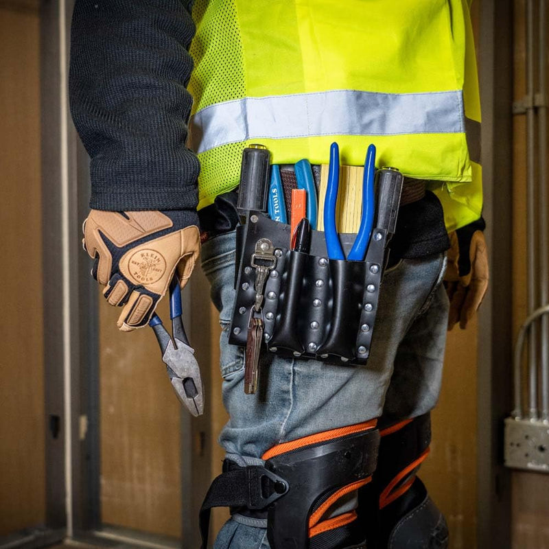 Klein Tools 5126 Leather Tool Pouch with Knife Snap, 5-Pocket