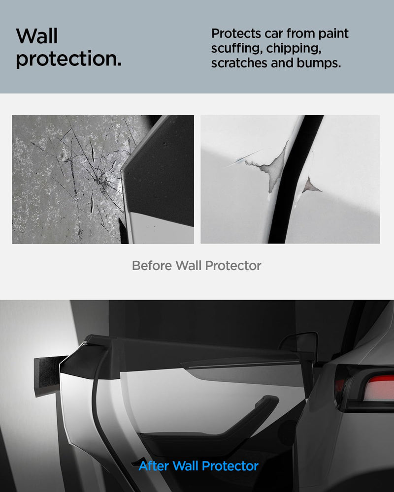 Spigen Garage Wall Protector for Car Doors Shock-Absorbent EVA Foam [2 Pack] with EZ Peel & Mesh Fabric Adhesive [Perfect for Small Garages] for Anti-Collision, Car Door, Bumper Black