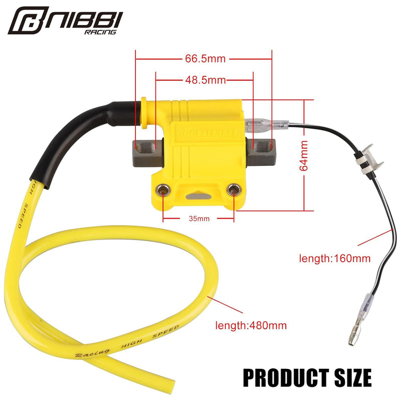 NIBBI Universal Ignition Coil 2/4 Stroke,Motorcycle High Performance Ignition Coil, fit 4T 2T Street Dirt Bike for ATV Scooter Go Kart Pit Bike GY6 Performance Part(6V/12V/24V) L
