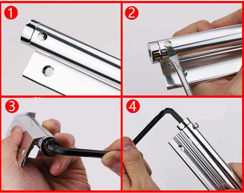  [AUSTRALIA] - ZENG 2-Pack Adjustable Spring Door Closer - 304 Stainless Steel Surface Mounted Automatic Closer for Residential/Commercial Doors (20-40kg, 175° Max, Silver)