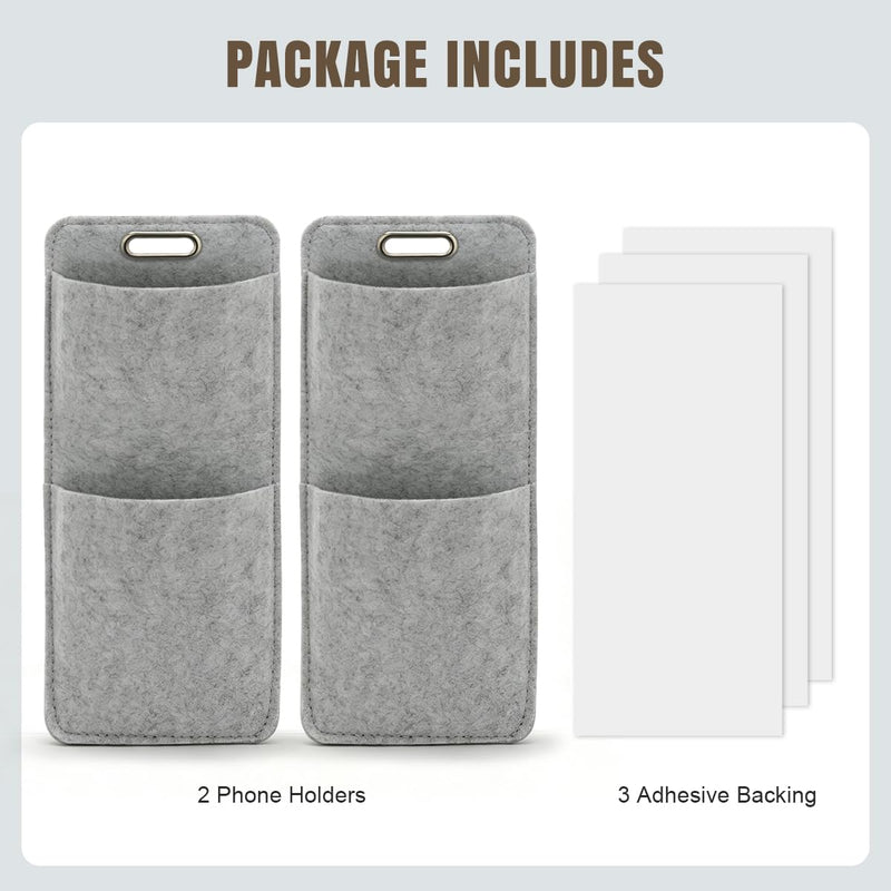 Phone Holder Wall Mount, 2 Pcs Phone Organizer for Home, RV, Camper | Two Pockets Wall Holder for Phone, Sunglasses Storage, Felt Material