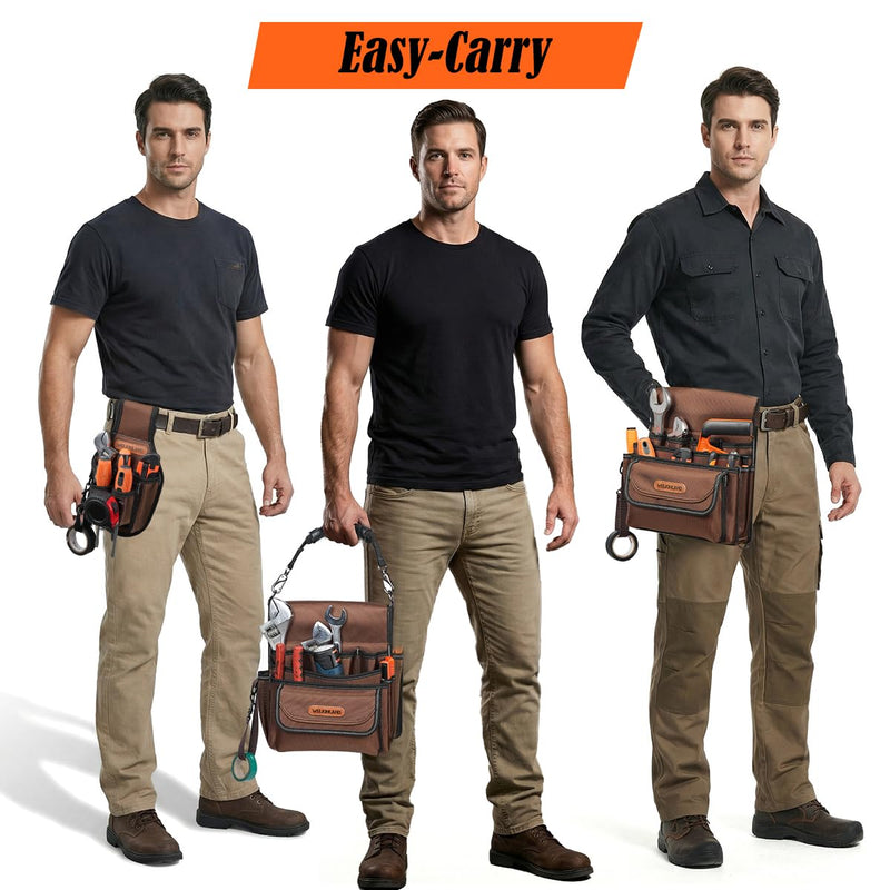 WELKINLAND 7-Pocket & 10-Pocket Tool Belt Pouches Set, Heavy-Duty Electrical Tool Pouch, Quick-Access Side Tool Pouch Man, Easy-Carry Small Tool Belt, Handy Electrical Pouch For Electricians