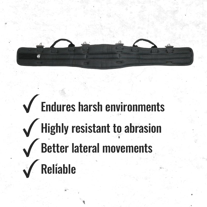 WOLF WTH2110 Heavy-Duty Ballistic Padded Tool Work Belt | Compatible w/Pouches, Holsters & 4-Point Suspenders | Body Waist Comfort Lightweight Breathable | Contractors Handyman | Tongue Buckle Large
