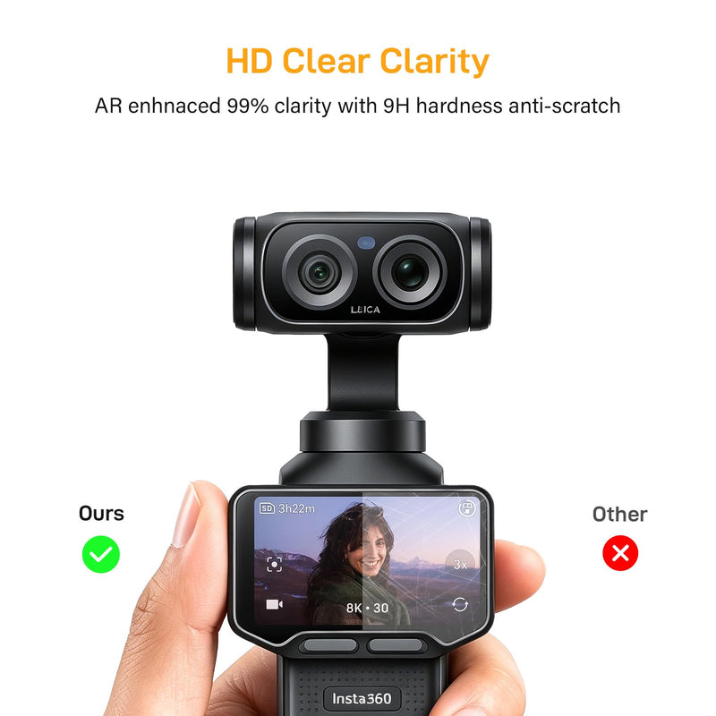 Auto Align Screen Protector for Insta360 Luna Ultra, Edge to Edge, 9H Hardness Scratch Resistant Tempered Glass, HD Clear