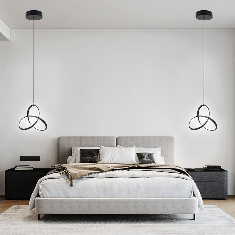 CANEOE Black Modern Led Pendant Light, 5500K Cold White Kitchen Island Pendant Lights Fixtures, Adjustable Integrated Hanging Lamp for Living Room Bedroom Hanging Light, 1 Pack (Black) Black,5500K