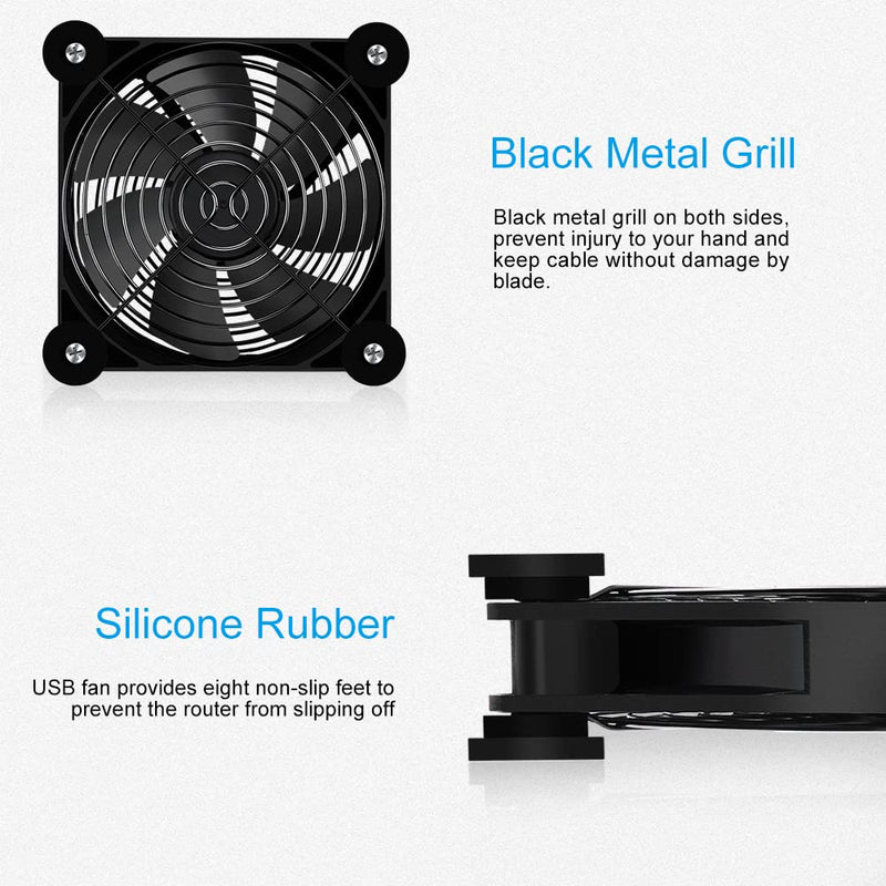 2Pack 140mm Mini USB Fan Computer Fan Multi-Speed Control, Reduction Heat for Router, Game Console, TV Box, Recipient, Modem, DVR, Playstation, AV-Cabin 2 Pack