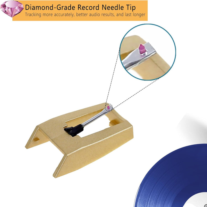 2pcs Golden Record Player Replacement Needles Stylus, TELIGREAT Vinyl Turntable Needles for Victrola Crosley Jensen Boytone LP Players