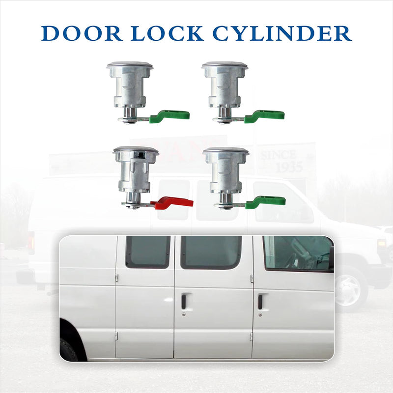 Ignition Switch Lock Cylinder&Keys W/ 4 Door Lock Cylinder, Compatible with Ford Econoline/E150/E250/E350 Van 1997-2020, Replace# LC6177, 703369, 597638