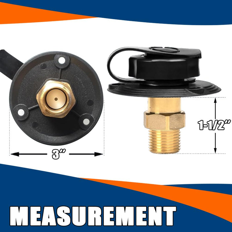 RV MURTS RV City Water Inlet with Brass Check Valve, 3/4" NH Female to 1/2" NPT Male Camper Fresh Water Fill Inlet Replacement, Lead-Free Water Connection with Dust Plug for Trailer Hose Connector.