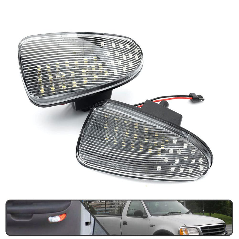 2Pcs F150 LED Courtesy Door Lights for Ford F150 1997-2003, F150 SVT Lightning 1999-2002, F250 Light Duty 1997-1999 Red& White LED Side Door Panel Light Door Interior Light Step Lights Clear Lens