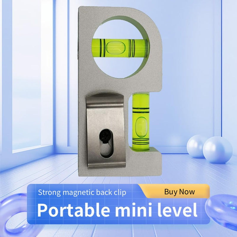Solid aluminum alloy Mini level ruler portable mini level bubble meter with magnetic function TV stand installation (Silver Green) Silver Green