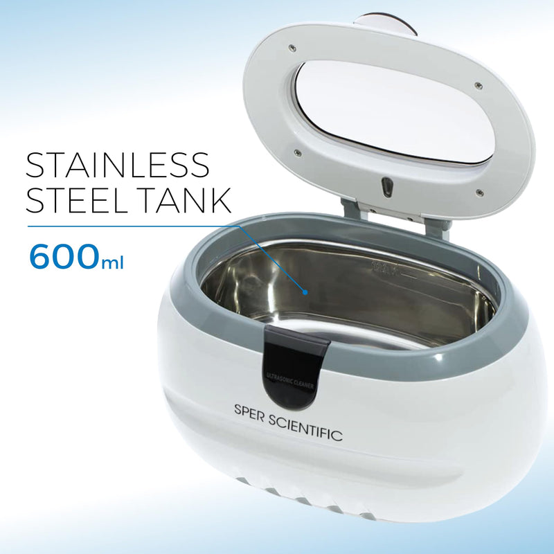 Ultrasonic Cleaner, Stainless Steel Cleaner for Jewelry, Retainer, Sterling Silver, Ultrasonic Jewelry Cleaner, 20oz Capacity - Sper Scientific 100005 1 Pack