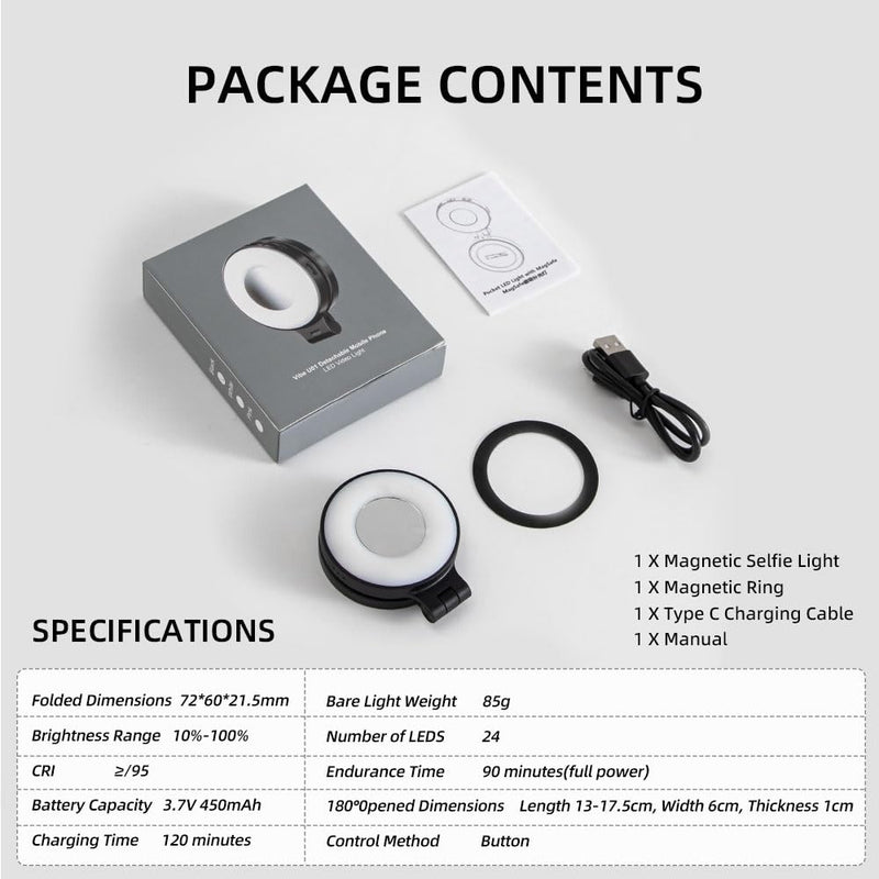 Magnetic Selfie Light, Cell Phone Light Compatible with Selfies,Computer, TikTok,Laptop, Webcam, Video Recording