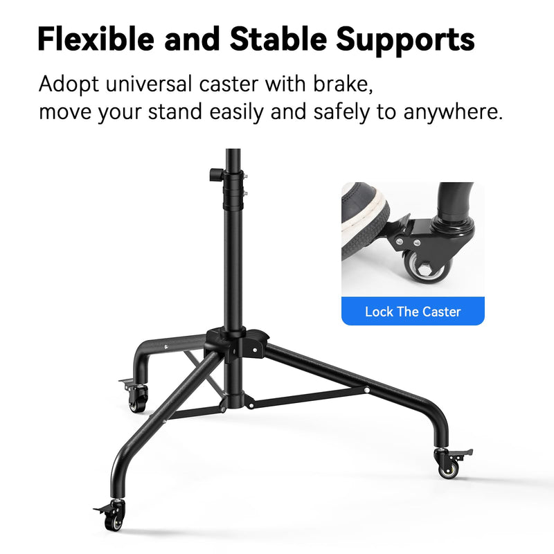 Takerers for Rolling iPad Stand Floor with Casters, Tablet Floor Stand Tripod for Ring Light/iPad/Phones/Mic/DSLR Camera, 1/4'' 3/8'' 5/8'' Screw, Ball Head, 3-Section Detachable Articulating Arm