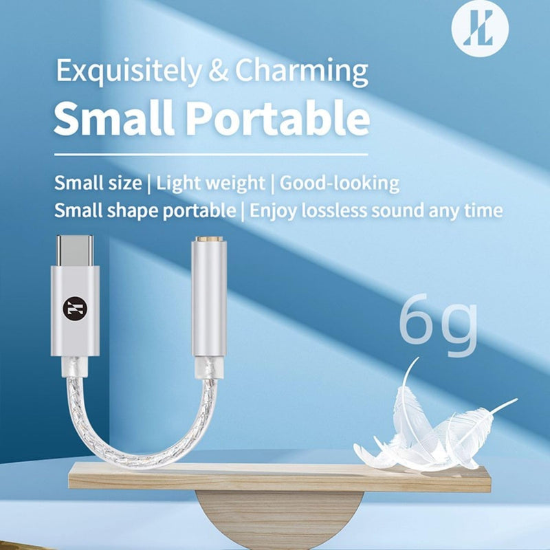 USB C DAC to 3.5mm Audio Adapter with Hi-Res 32bit/384KHz DSD128 Dongle | IEM DAC Dongle with KT02H20 Chip DSD128, Silver-Plated Cable, USBC to Aux Headphone Adapter for Android iPhone PC Mac