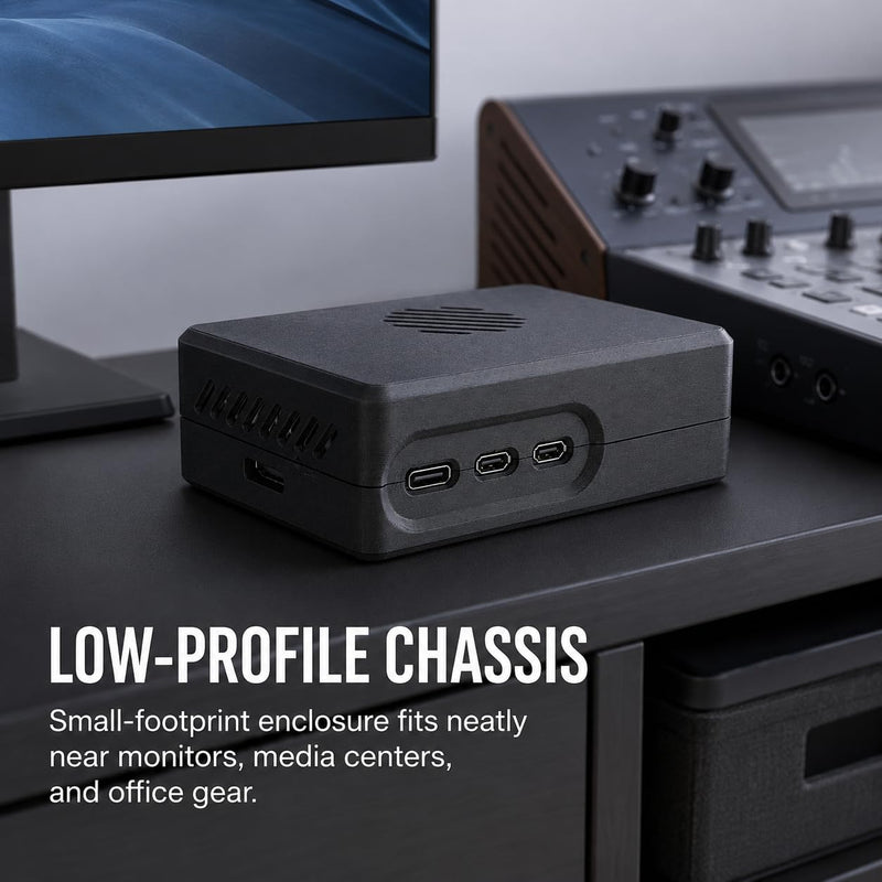 NVMe Base Case Compatible with Raspberry Pi 5 and Pimoroni NVMe Base – Snap-On Protective Cover | Port Access | Ventilated Low-Profile Chassis for Desk Builds