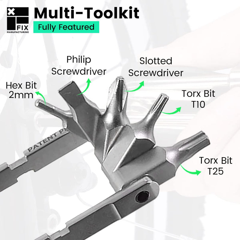  [AUSTRALIA] - Fix Manufacturing Wheelie Wrench™ Bike Tool Compact and Portable Multi Tool for Bicycle Repair and Maintenance Perfect to fix Most Road, Mountain, and BMX Bikes