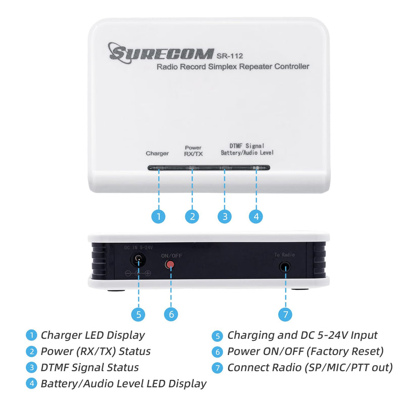 Mcbazel Surecom SR-112 Cross Band Radio Simplex Repeater Controller with K Plug 46-K Cable for Kenwood PUXING WOUXUN QUANSHENG